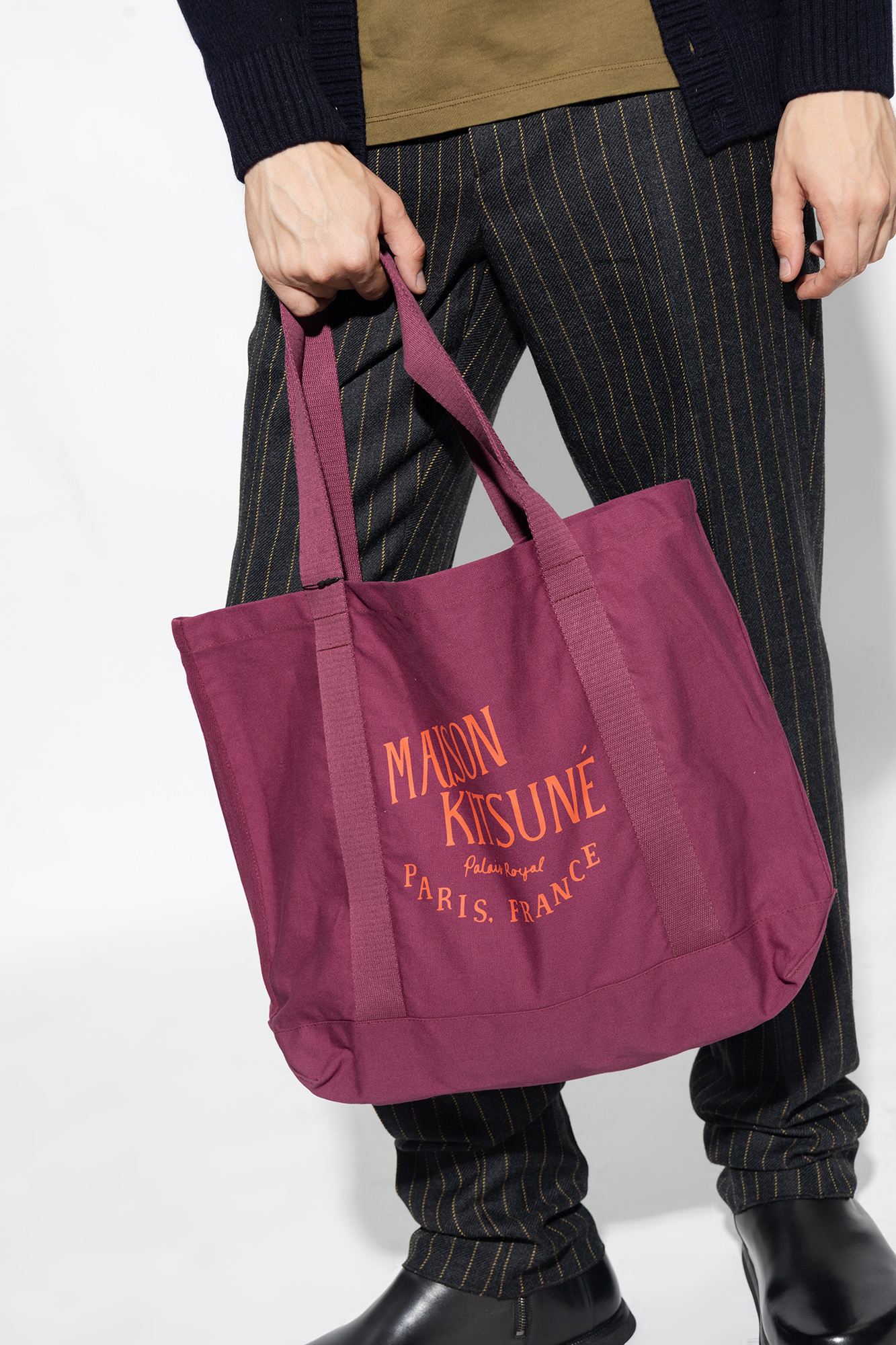 Purple Shopper bag with logo Maison Kitsuné - Vitkac GB